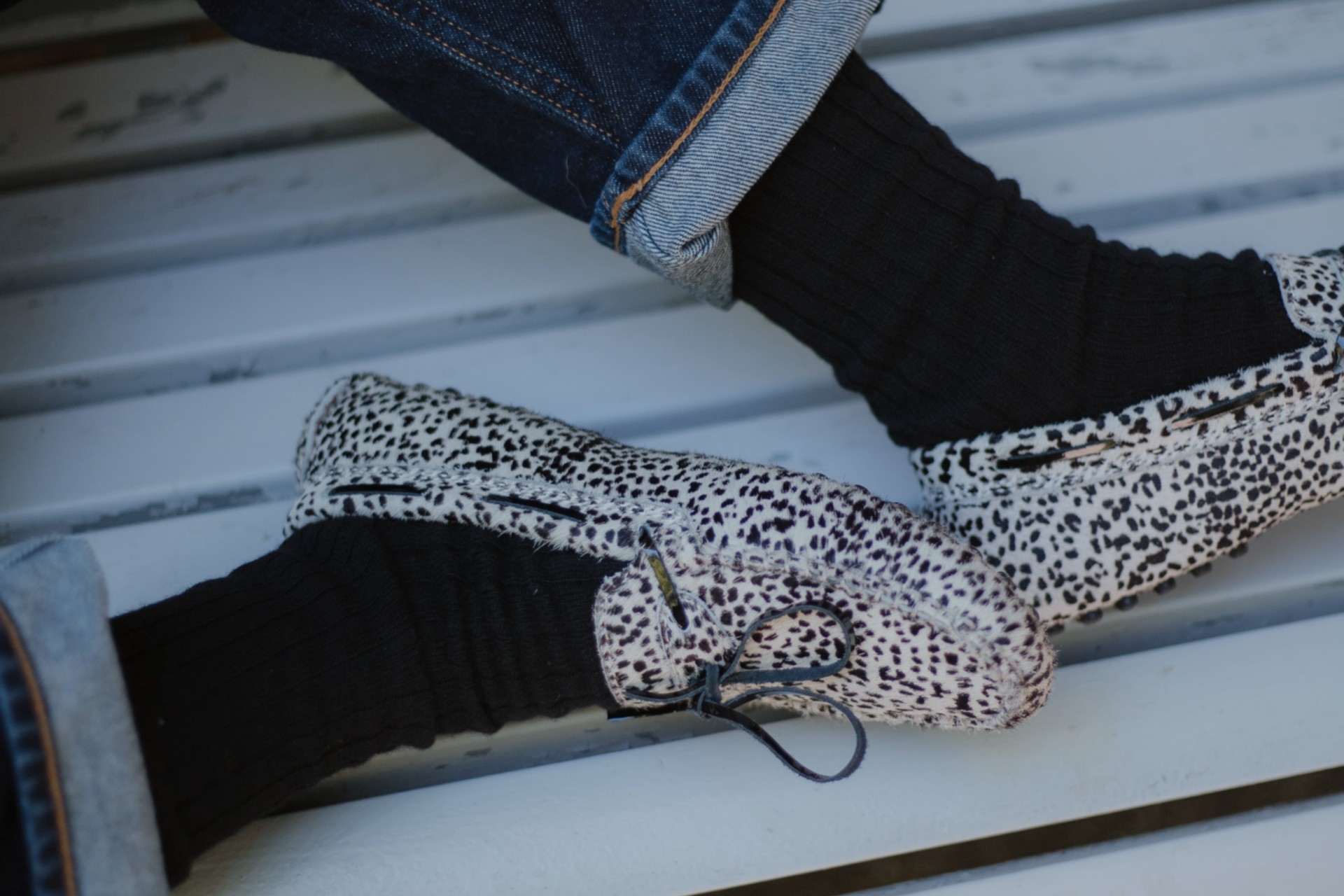 O inverno português calça mocassins