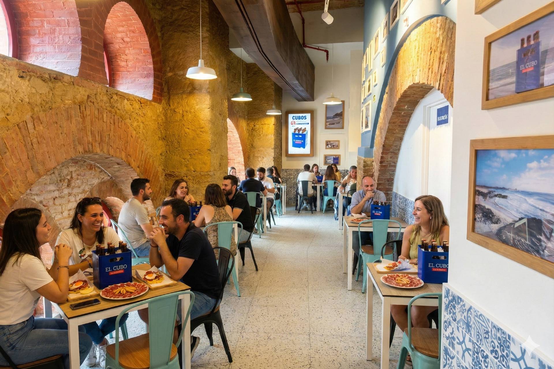 O espírito do sul serve tapas e cerveja